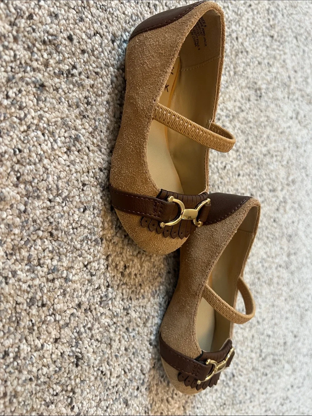 Janie and Jack Brown Leather & Suede Girls Boots with Tan Mary Jane Flats
